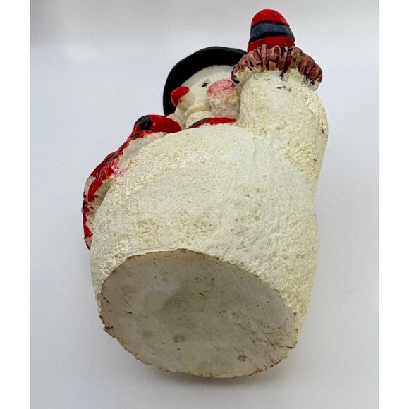 Vintage Snowman Christmas Figurine With Top Hat Striped Scarf and Shovel - Picture 6 of 8